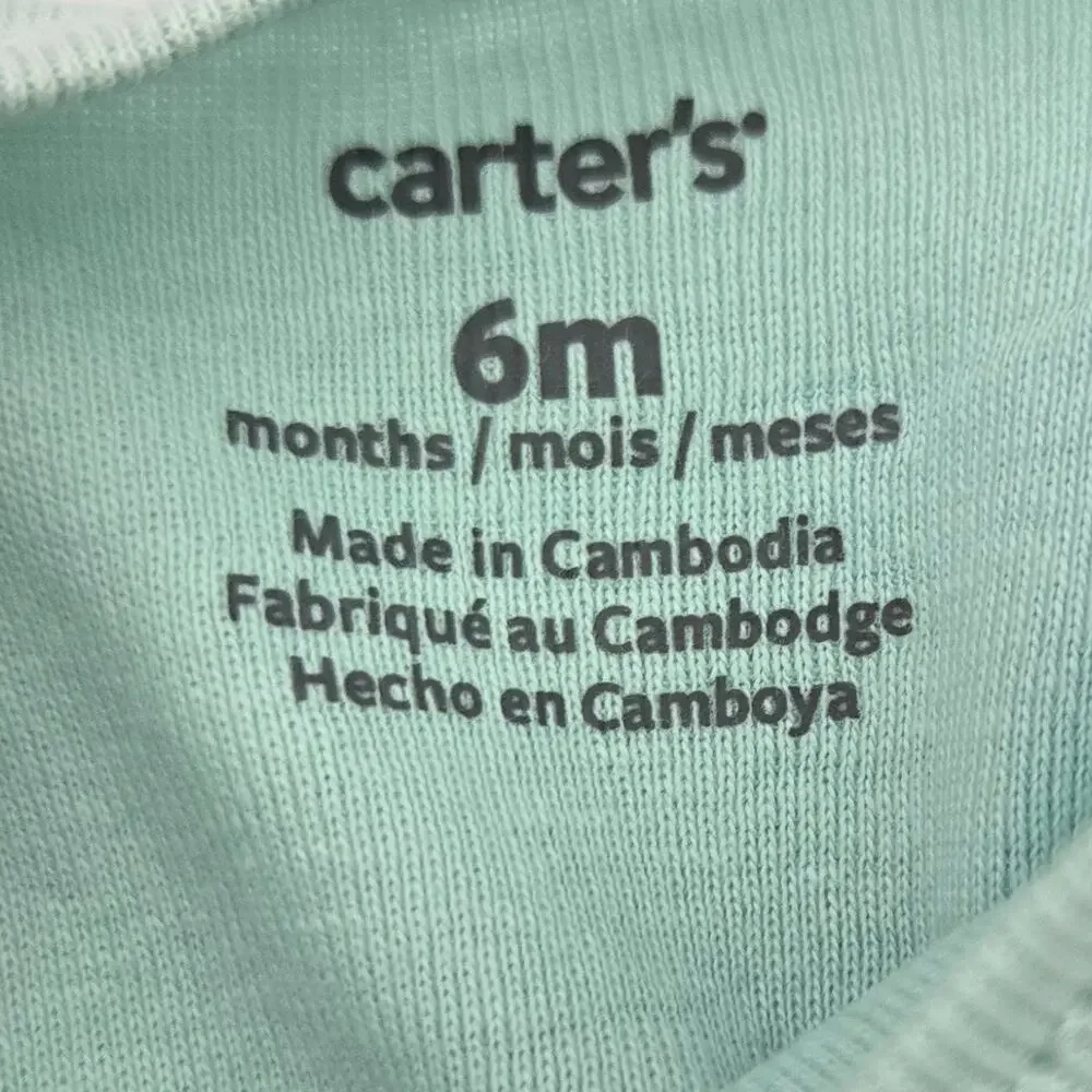 Carter's 6 Month One Piece Bodysuit United by Kindness Light Blue-Green